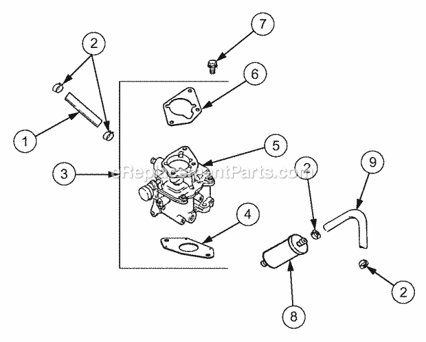 Fuel System Diagram and Parts List for GT2523-54 13A-2A8K710 Cub Cadet Lawn Tractor